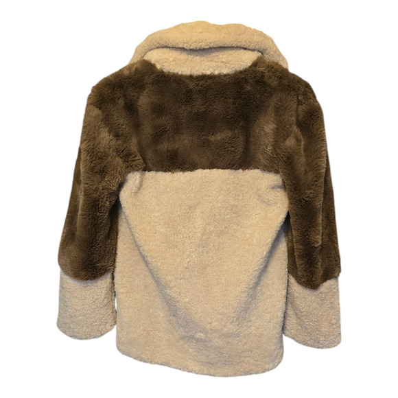 Steve Madden Coat Womens XS Willow Sherpa Faux Fur Color Block Mixed Media Warm - Picture 2 of 12